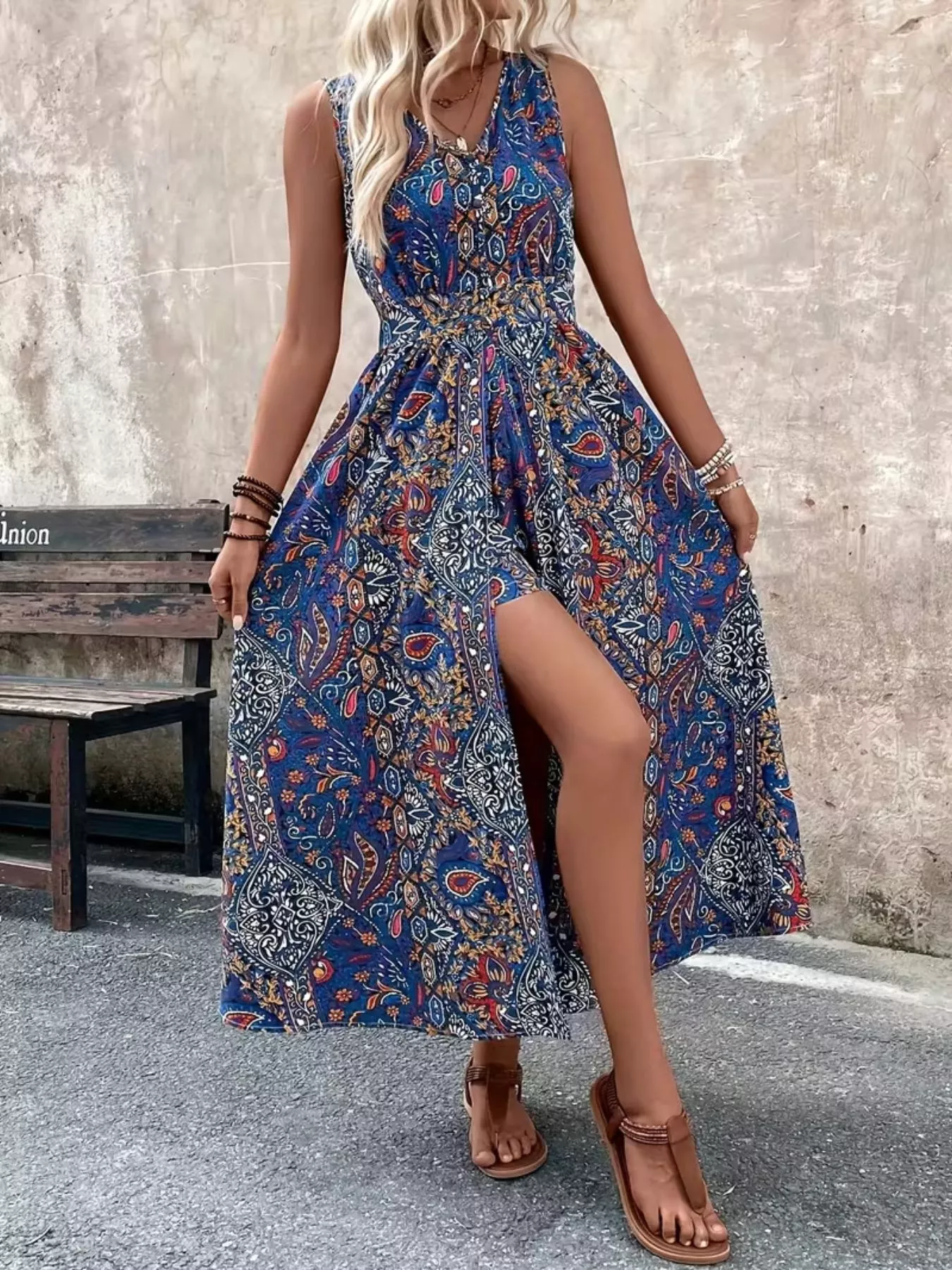 Paisley Print Sleeveless Romper - Image 8