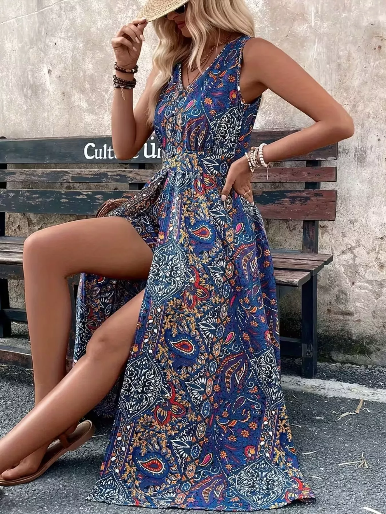 Paisley Print Sleeveless Romper - Image 9