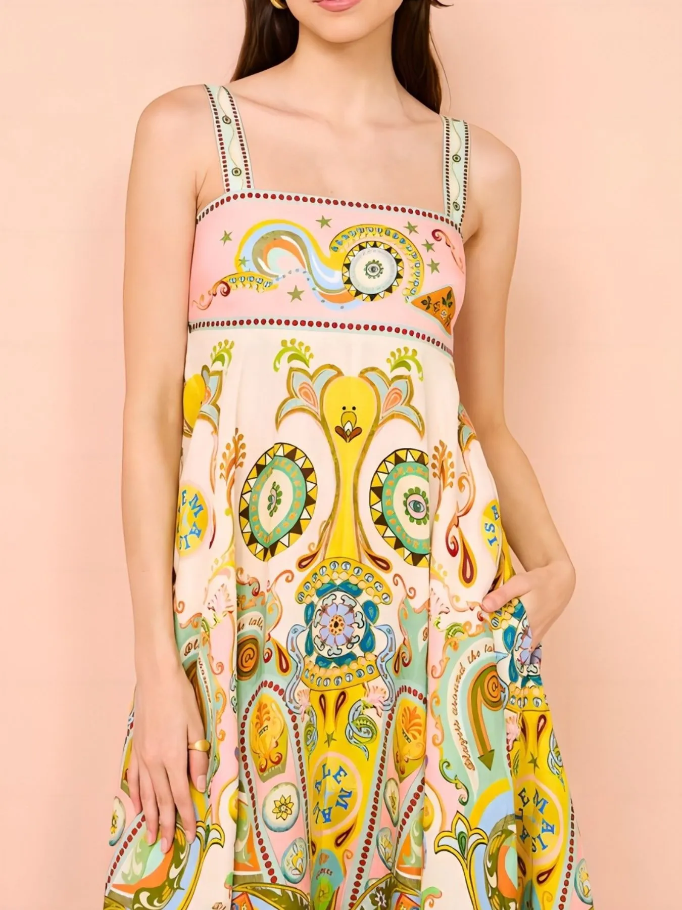 Paisley Print Square Neck Summer Dress - Image 3