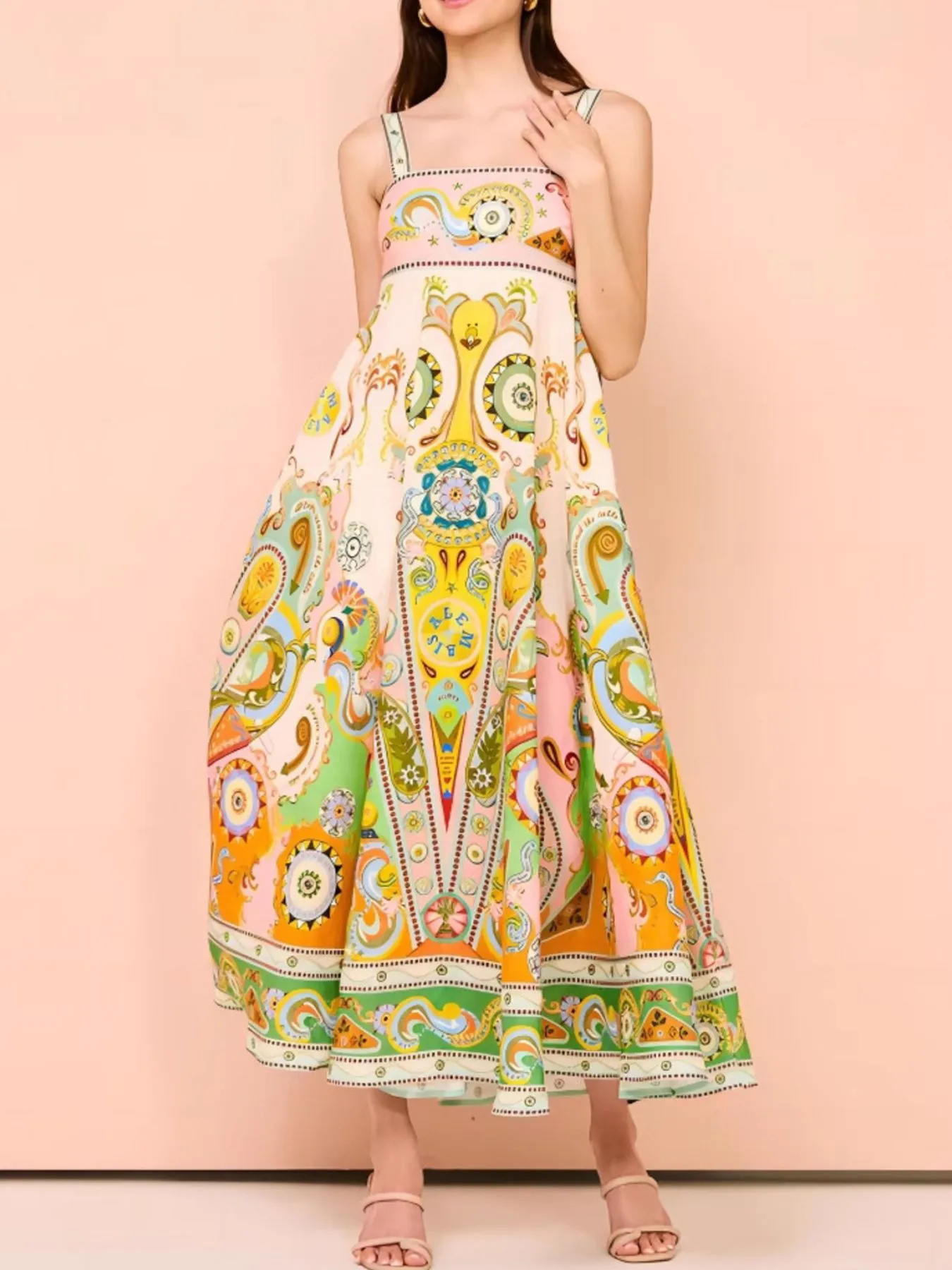 Paisley Print Square Neck Summer Dress - Image 5