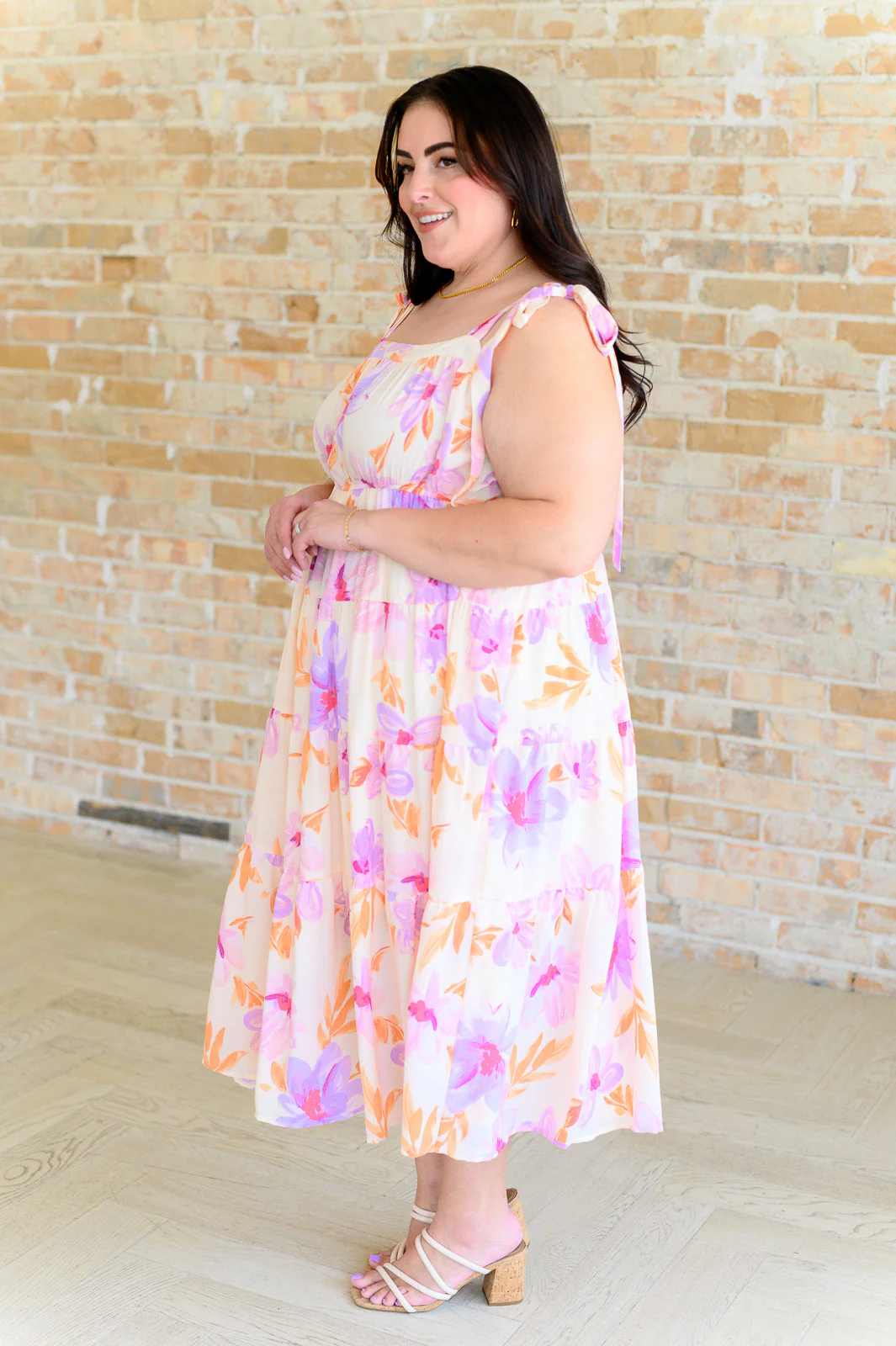 Pastel Petals Floral Midi Dress - Image 4