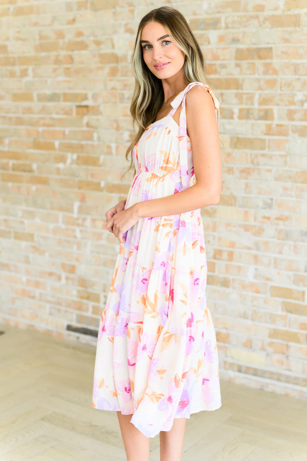 Pastel Petals Floral Midi Dress - Image 5