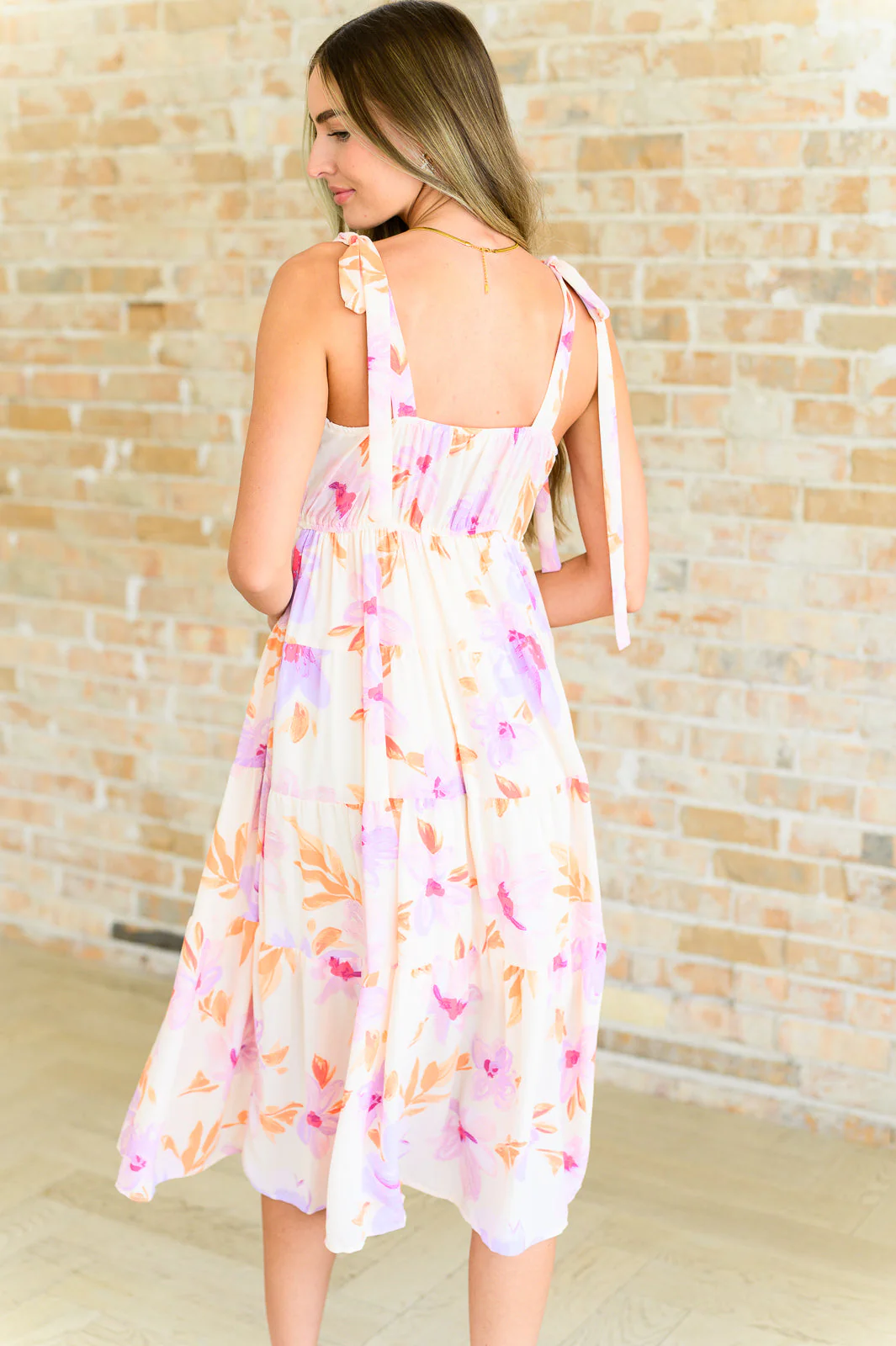 Pastel Petals Floral Midi Dress - Image 7