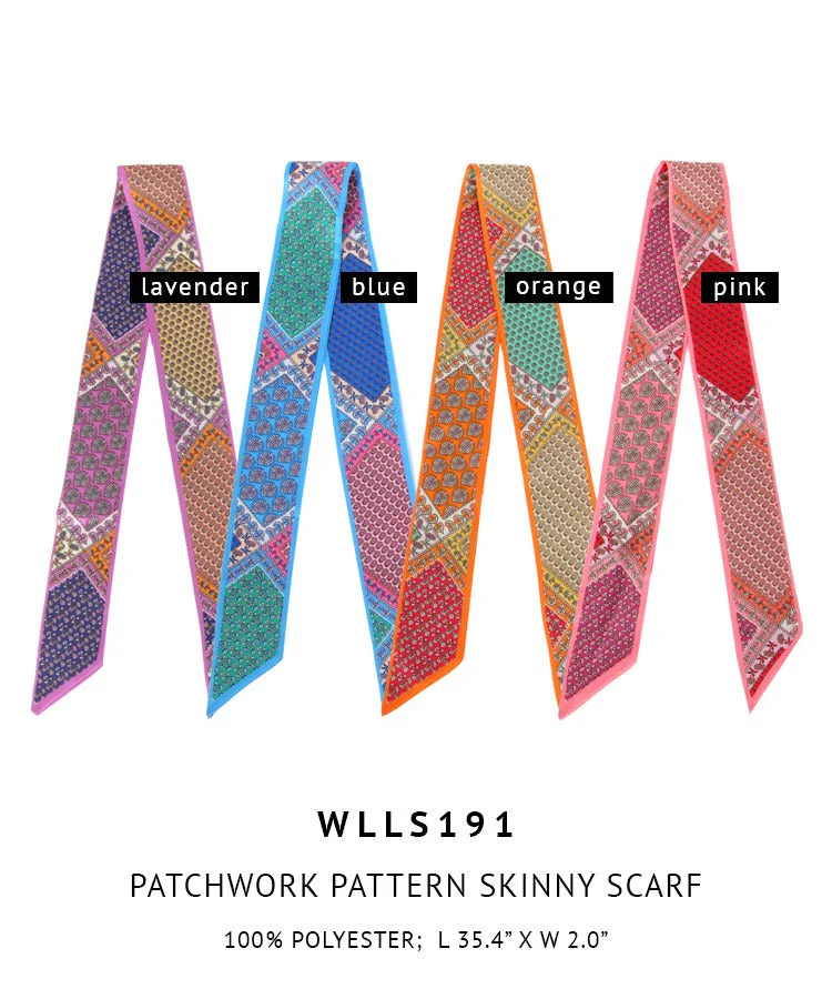 Patchwork Pattern Skinny Scarf - Image 9