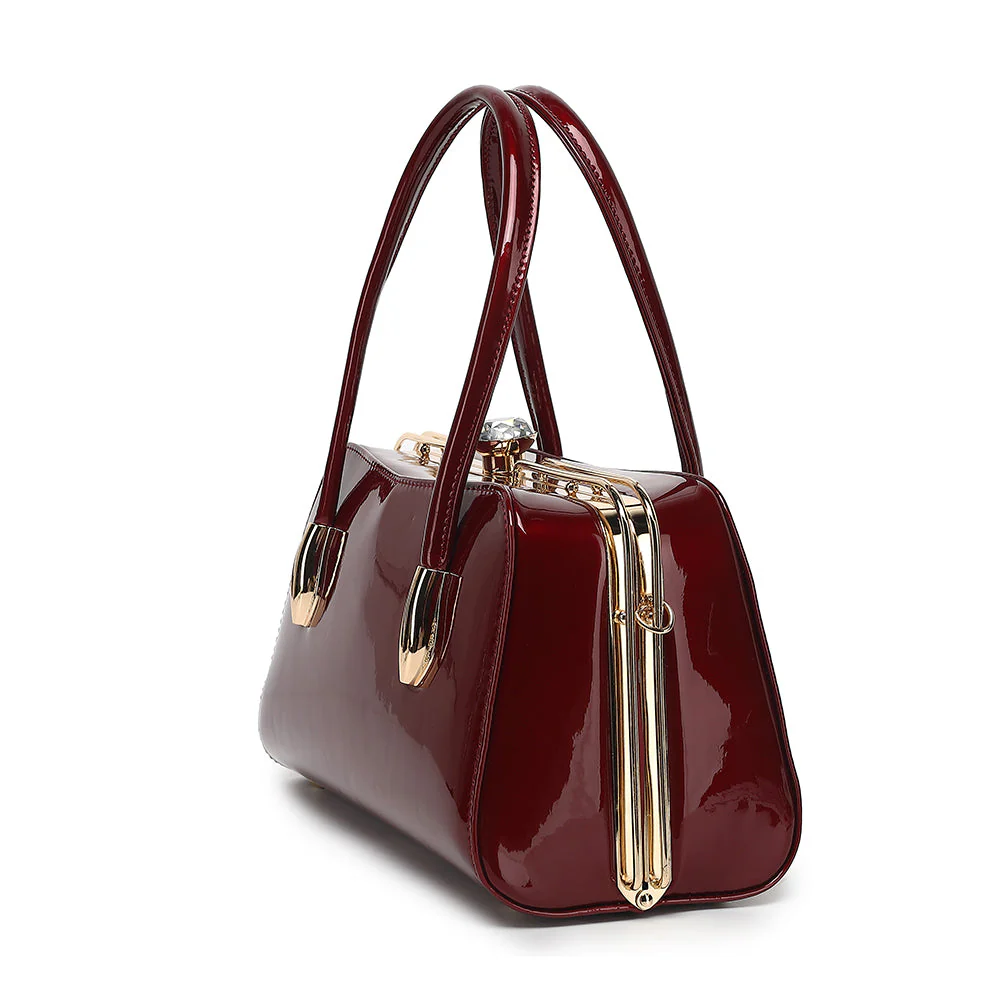 Patent Leather Frame Satchel - Image 7