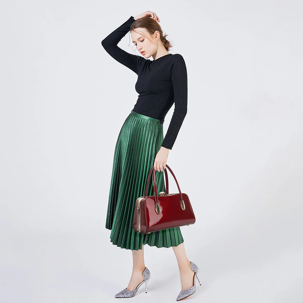 Patent Leather Frame Satchel - Image 9