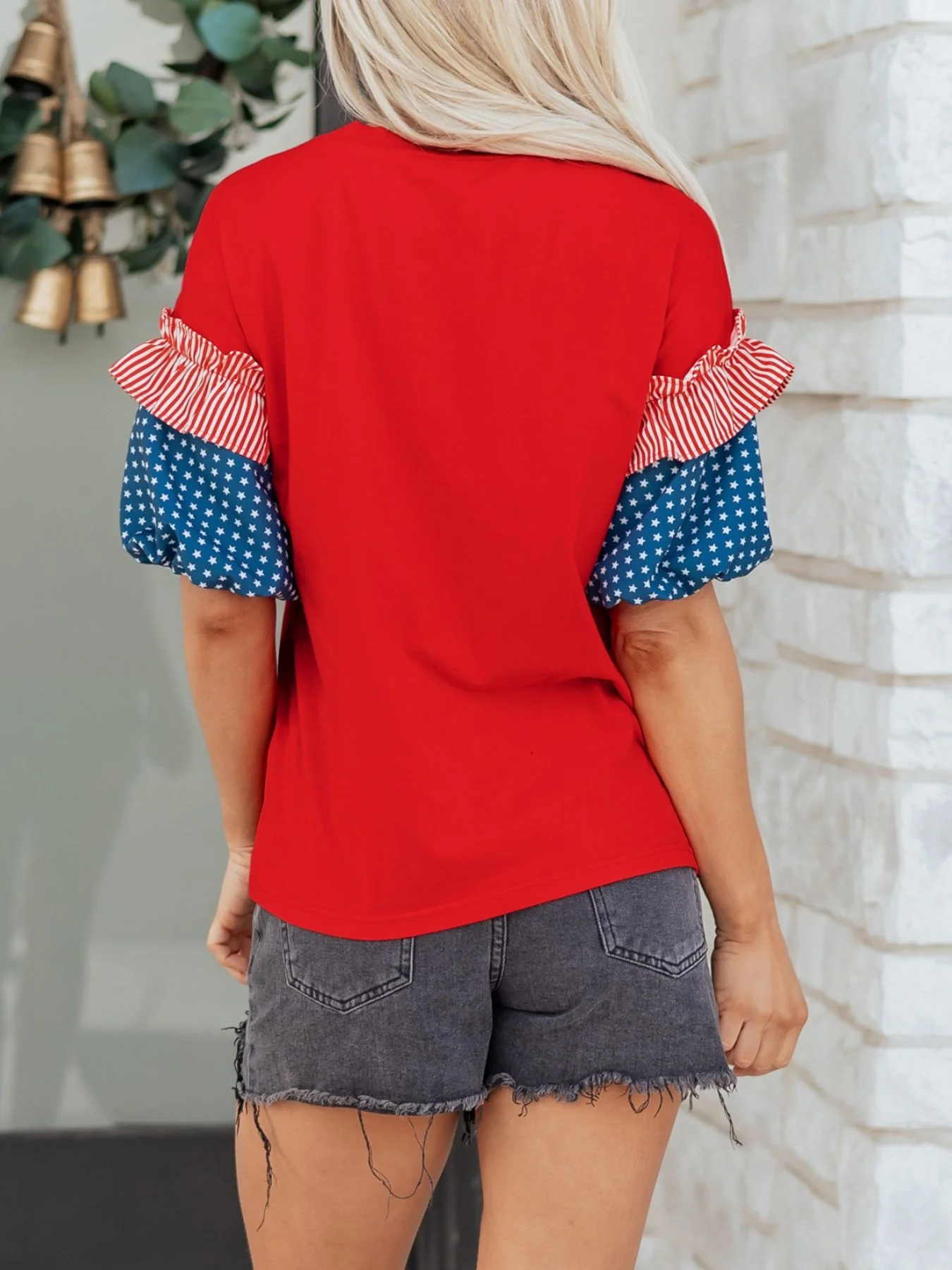 Patriotic Short Sleeve Round Neck Top - Image 3