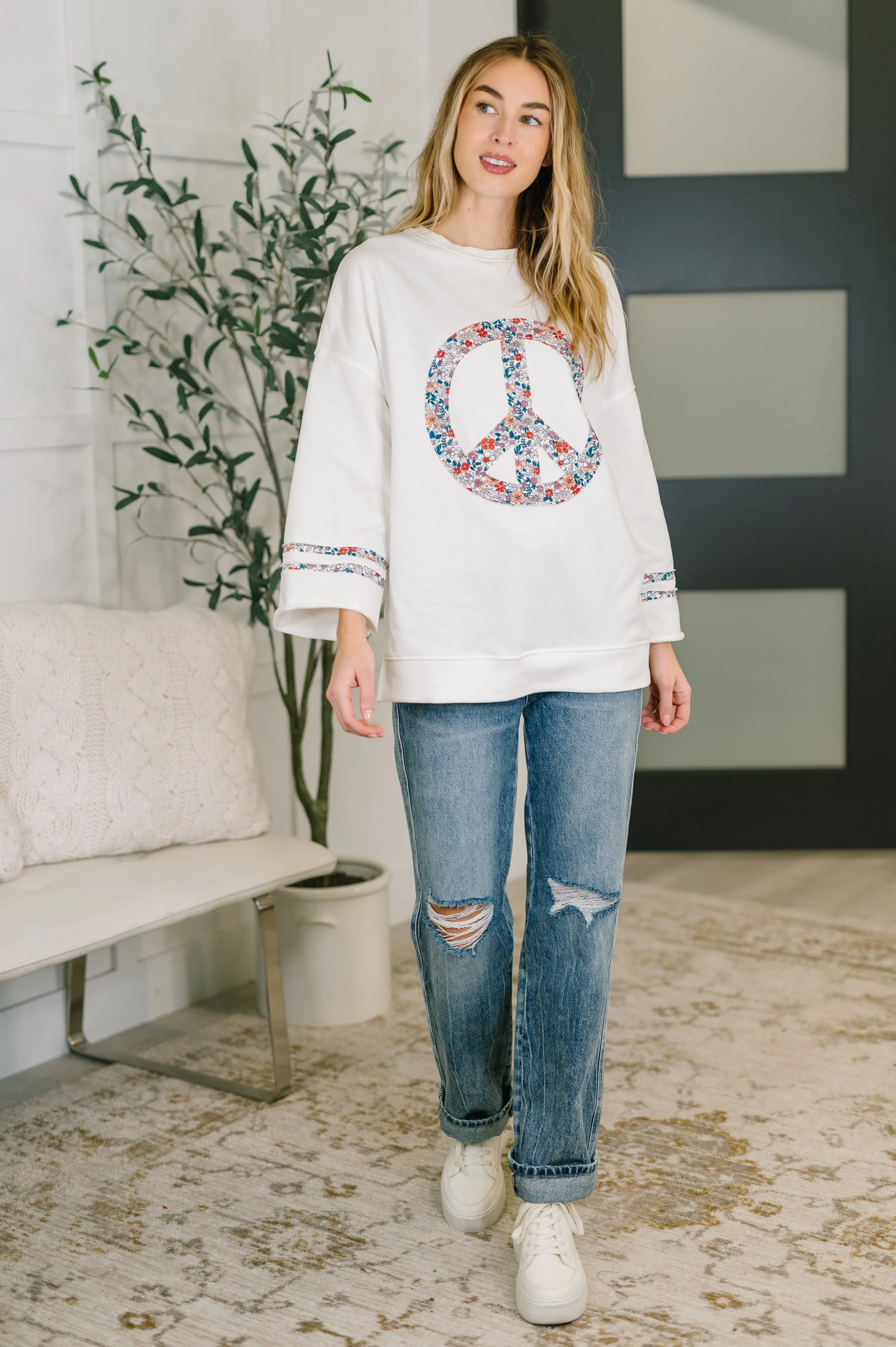 Peace, Love, and Flowers Peace Sign Top - Image 3