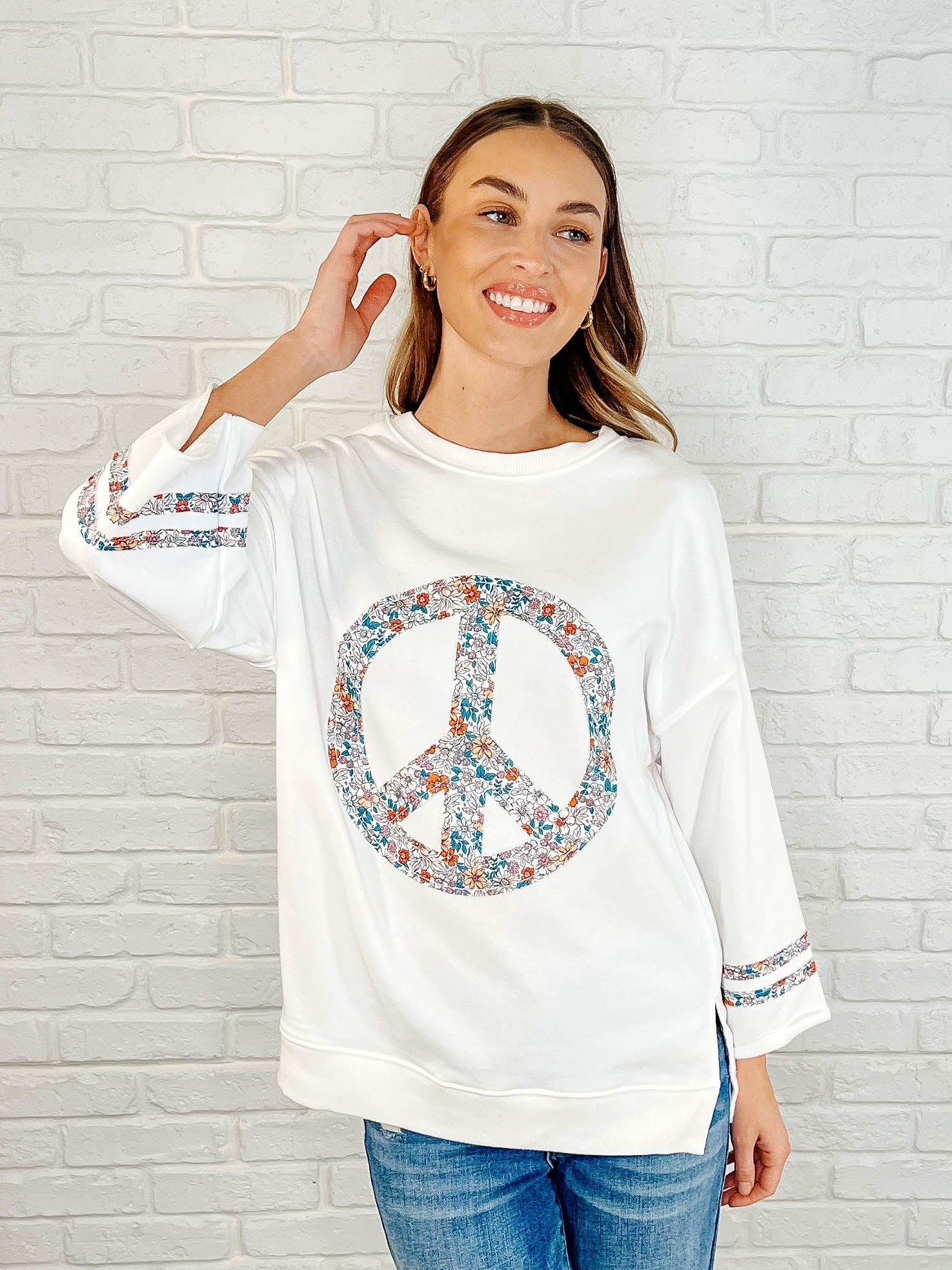 Peace, Love, and Flowers Peace Sign Top - Image 4