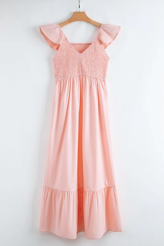 peach smocked maxi dress - Image 4