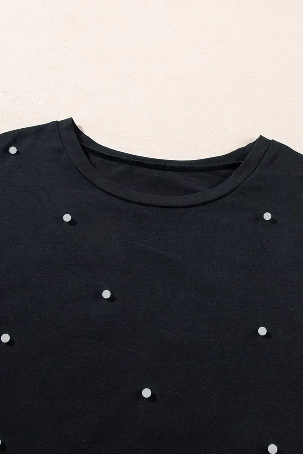 Pearl Beaded Round Neck Half Sleeve T Shirt - Image 8