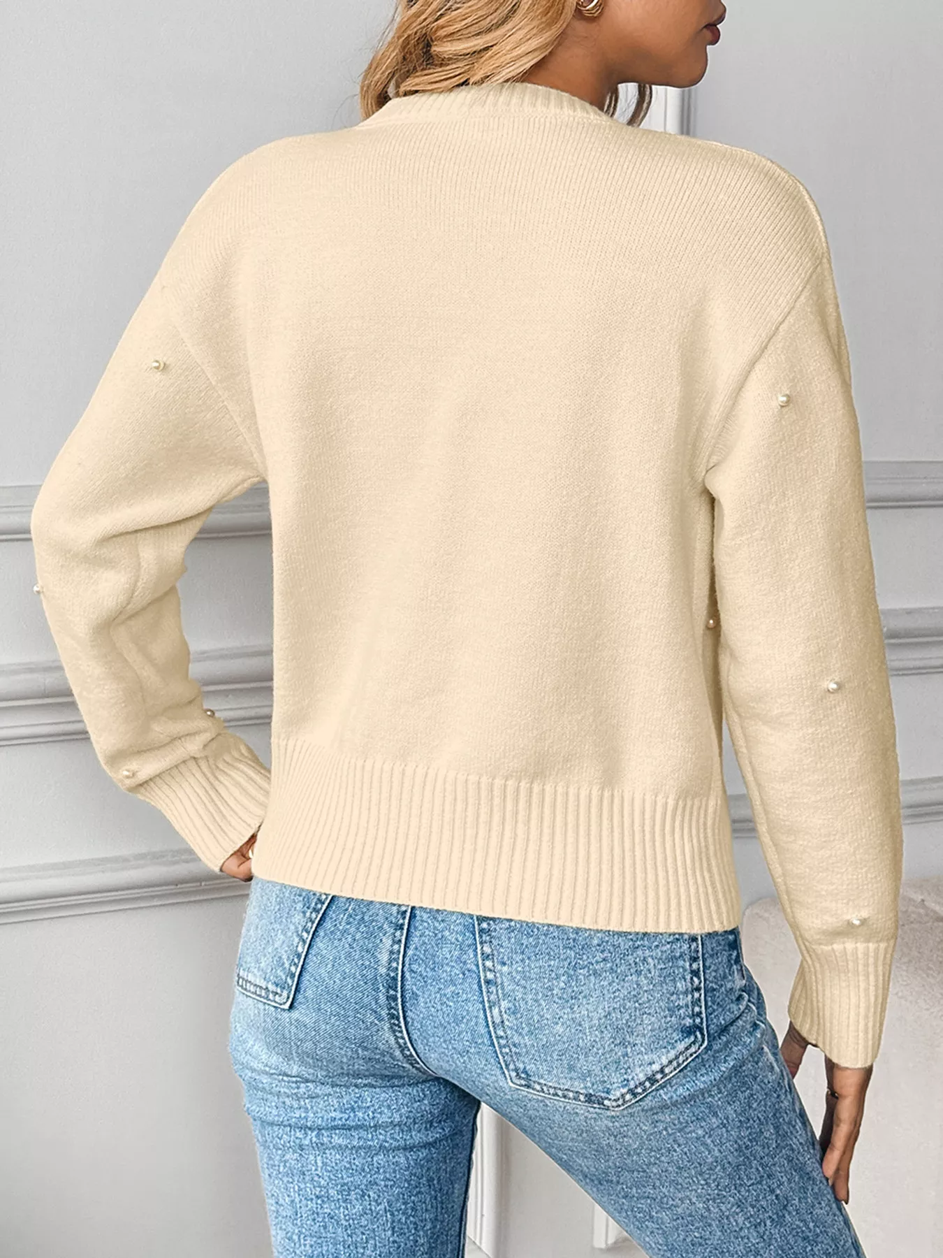 Pearl Embellished Button-Up Cardigan - Image 6