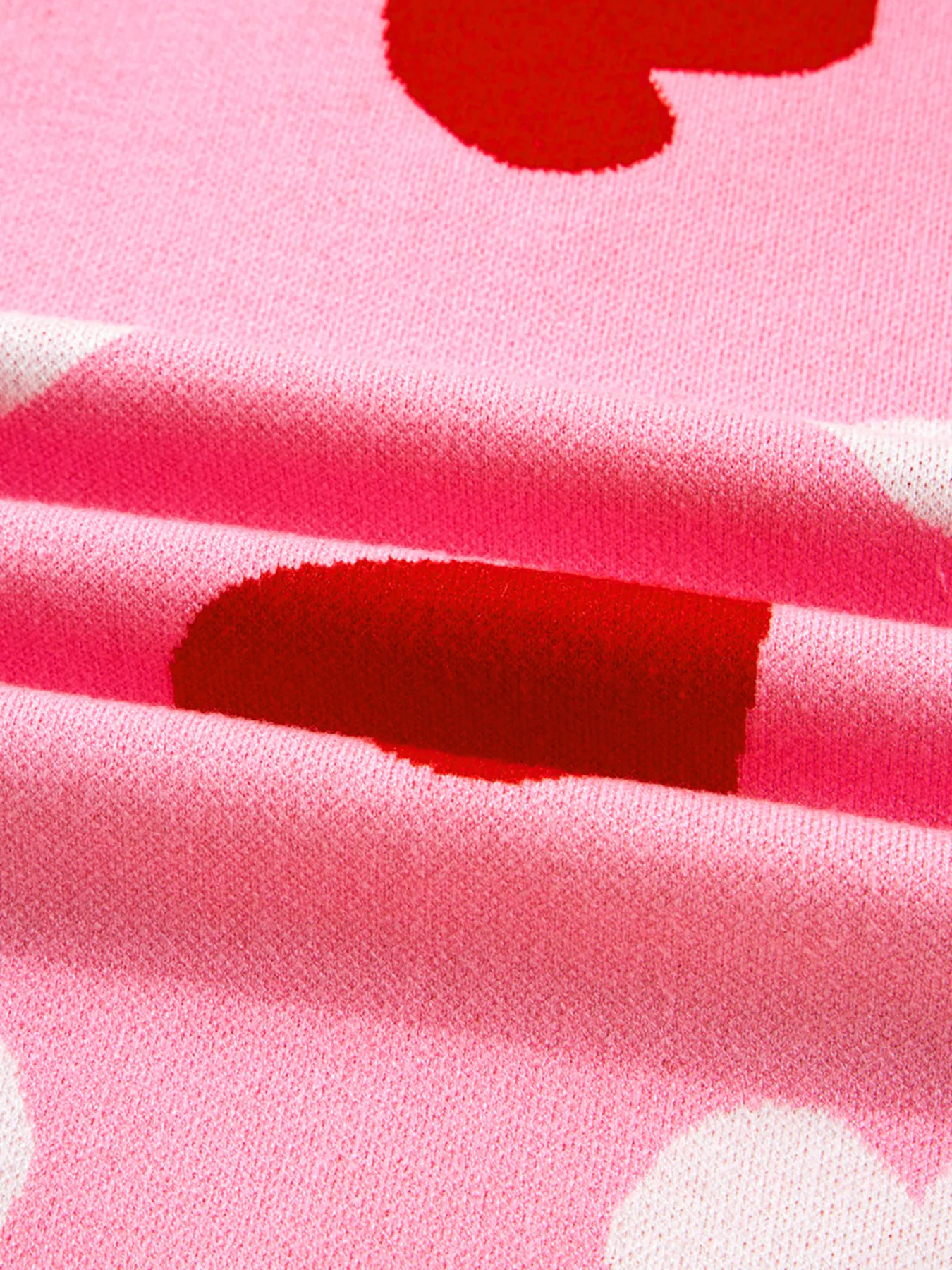 Pearl Embellished Heart Pattern Valentines Day Sweater - Image 9