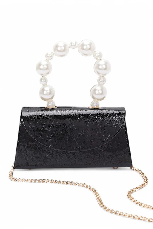 Pearl Handle Metallic Clutch Swing Bag - Image 3