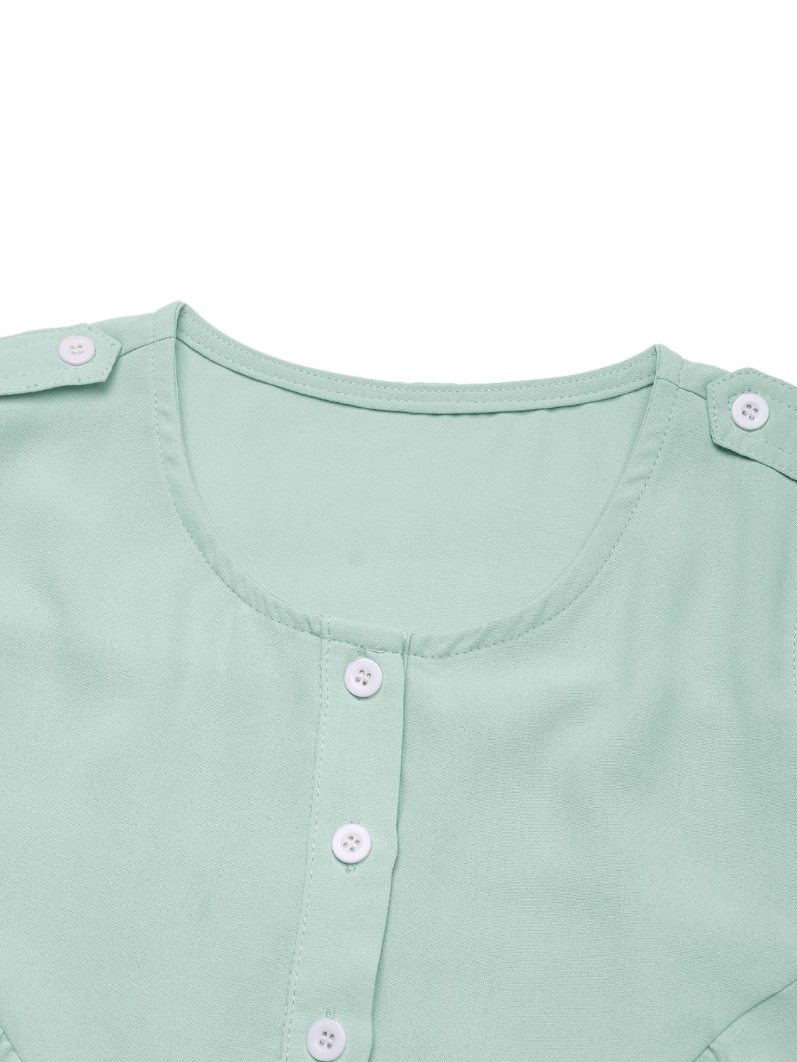Perfee Button Detail Round Neck Sleeveless Mini Dress - Image 5