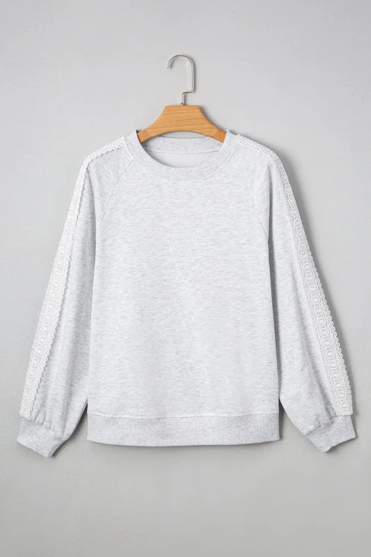 Peyton Lace Patchwork Raglan Sleeve Crew Neck Swea - Image 23