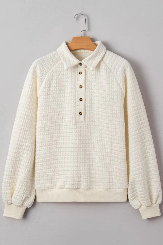 Pineapple Textured Half-Button Collared Sweatshirt - Image 3