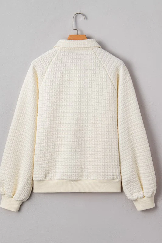 Pineapple Textured Half-Button Collared Sweatshirt - Image 4