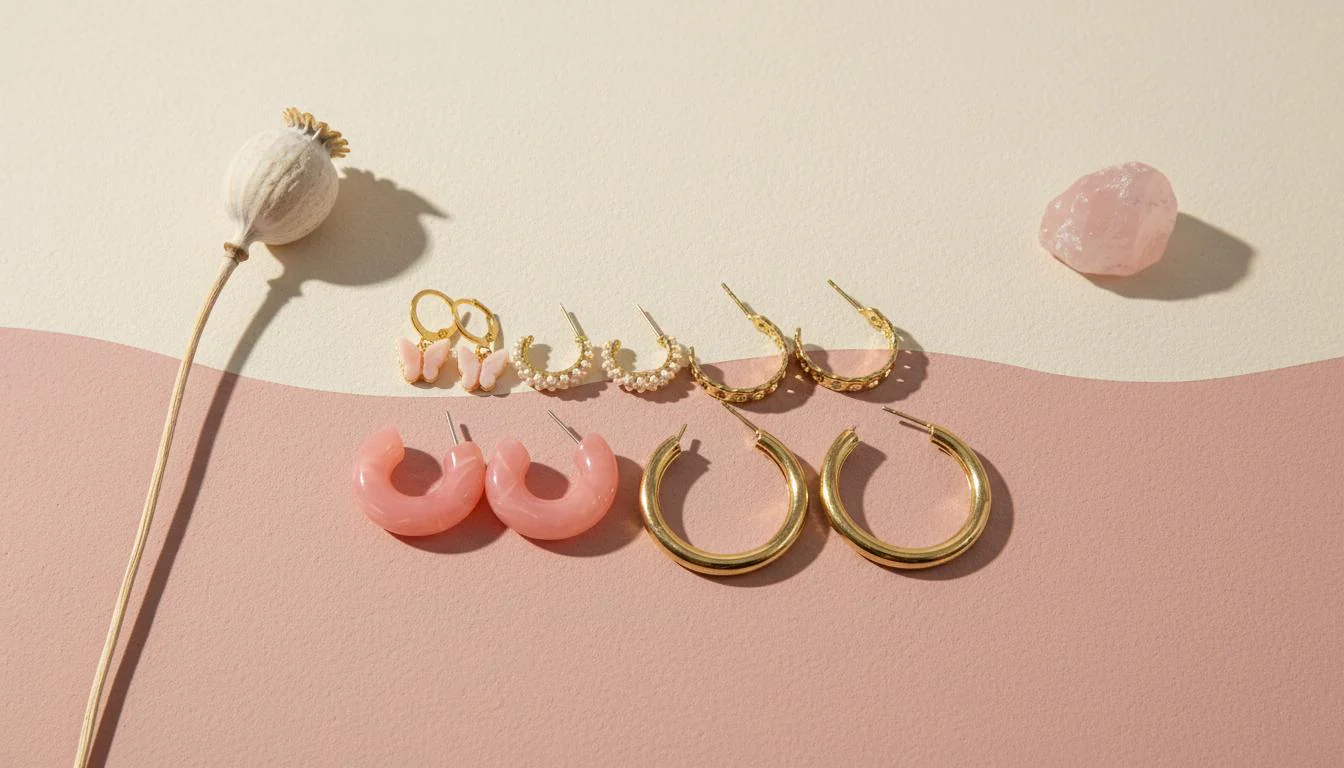 Pink Gold Dreams Hoop Earrings Set
