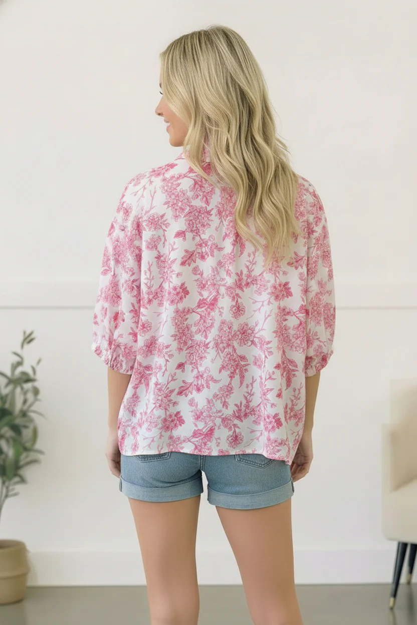 Pink Lemonade Floral Top - Image 9