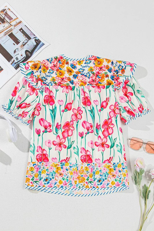 pink v neck boho blouase - Image 5