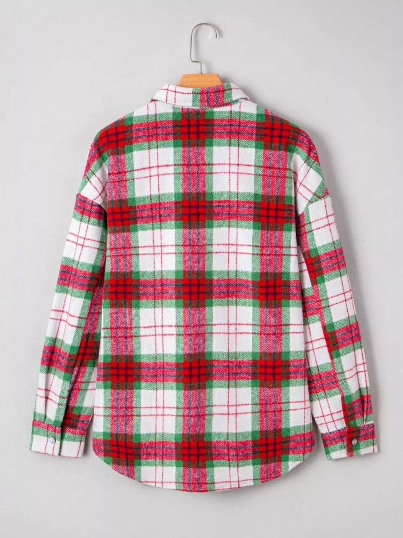 Plaid Button-Down Long Sleeve Shacket - Image 4