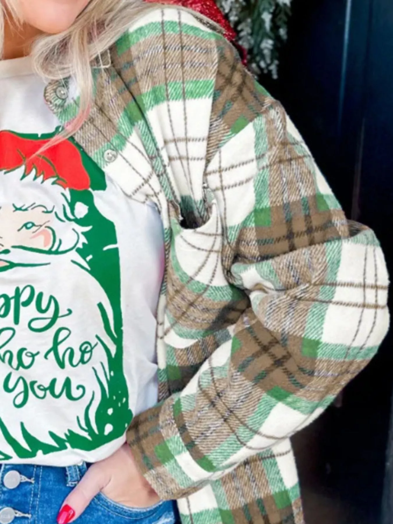 Plaid Button-Down Long Sleeve Shacket - Image 9