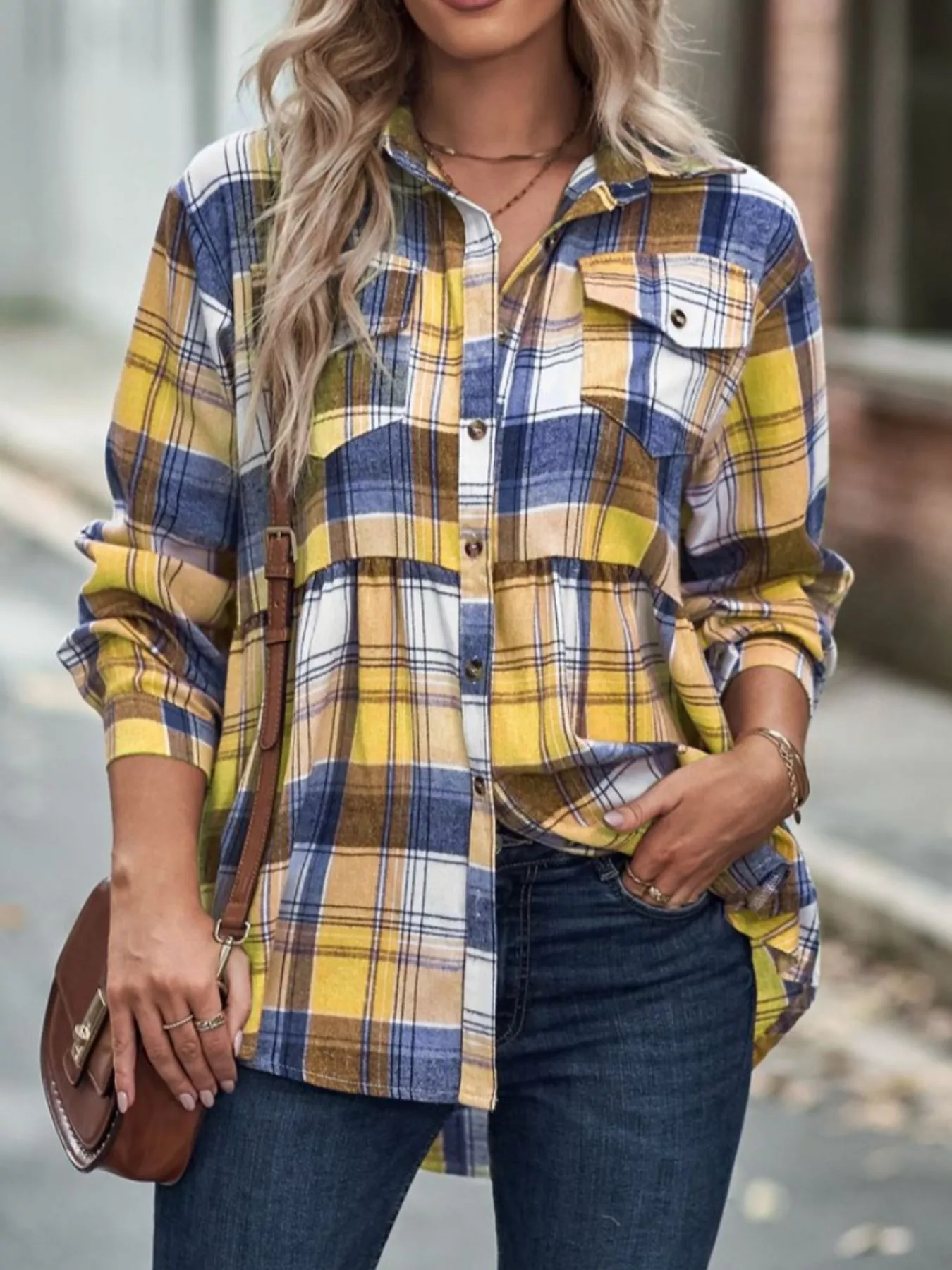 Plaid Button-Down Long Sleeve Shirt - Image 13