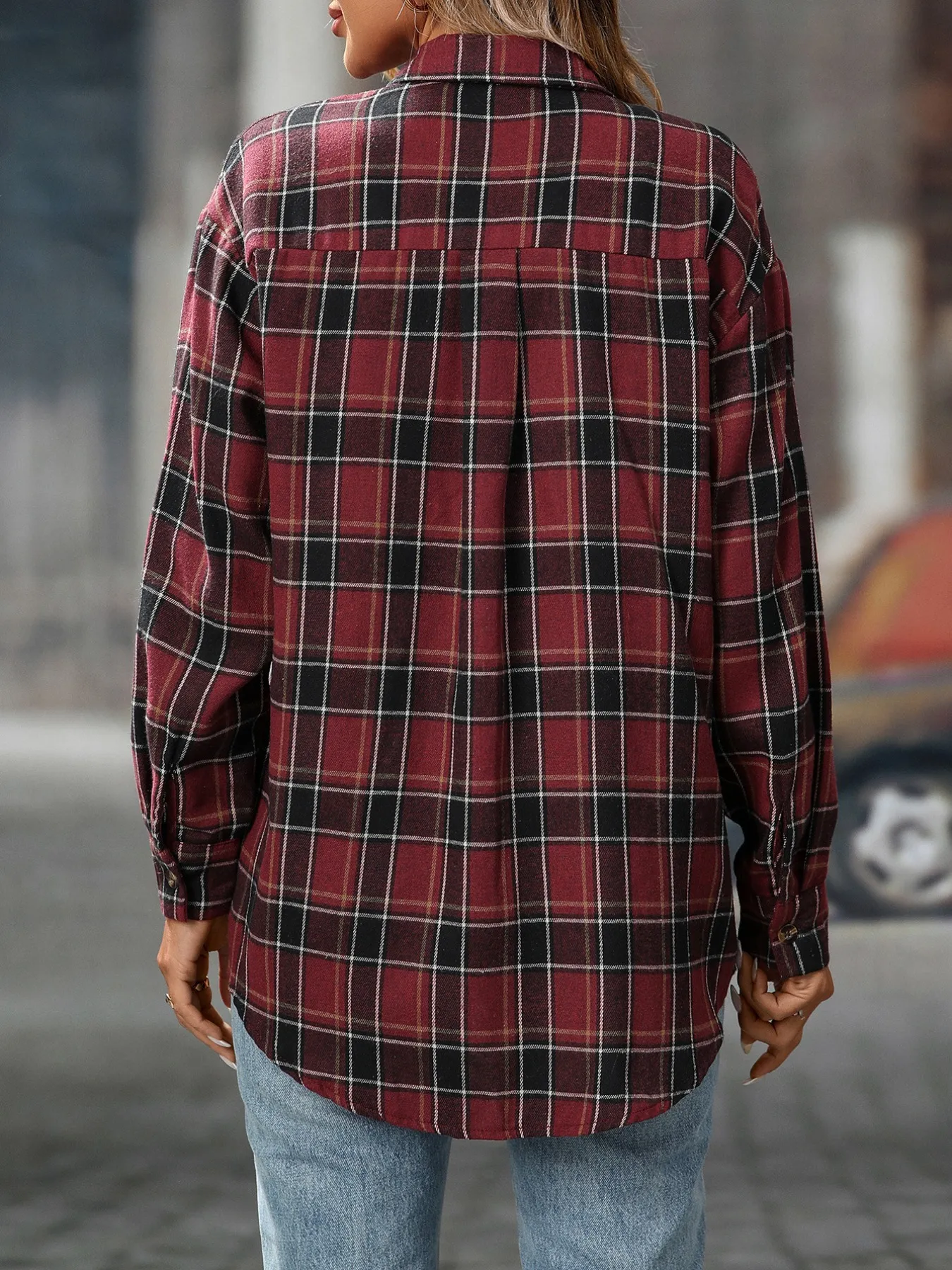 Plaid Button-Down Oversized Shirt - Image 25