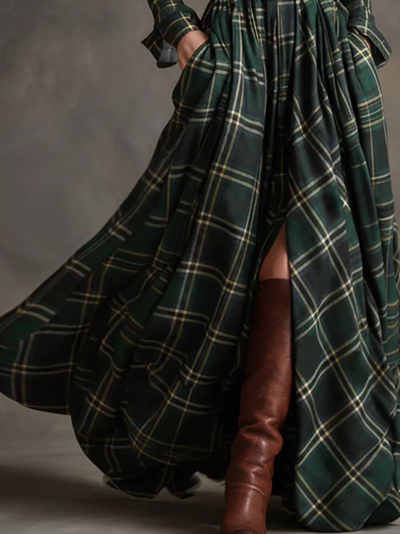 Plaid Button Front Maxi Shirt Dress - Image 6