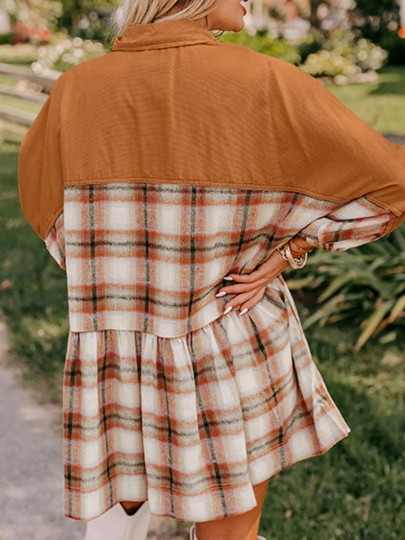 Plaid Button Front Mini Dress - Image 2