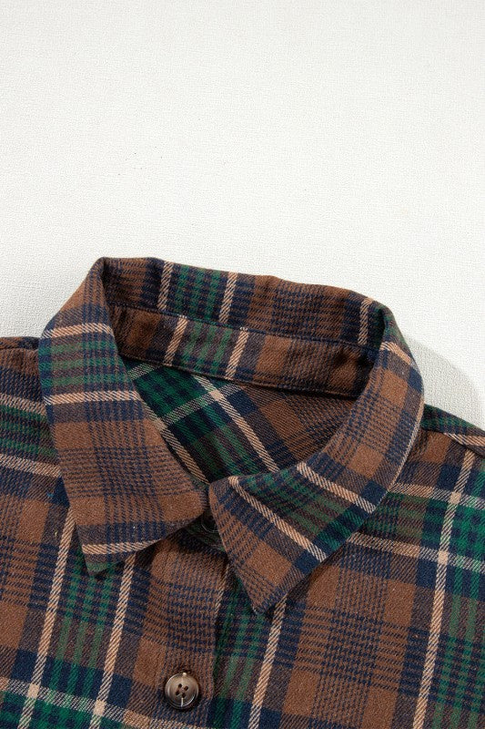 Plaid Button-Up Chest Pocket Shacket - Image 16