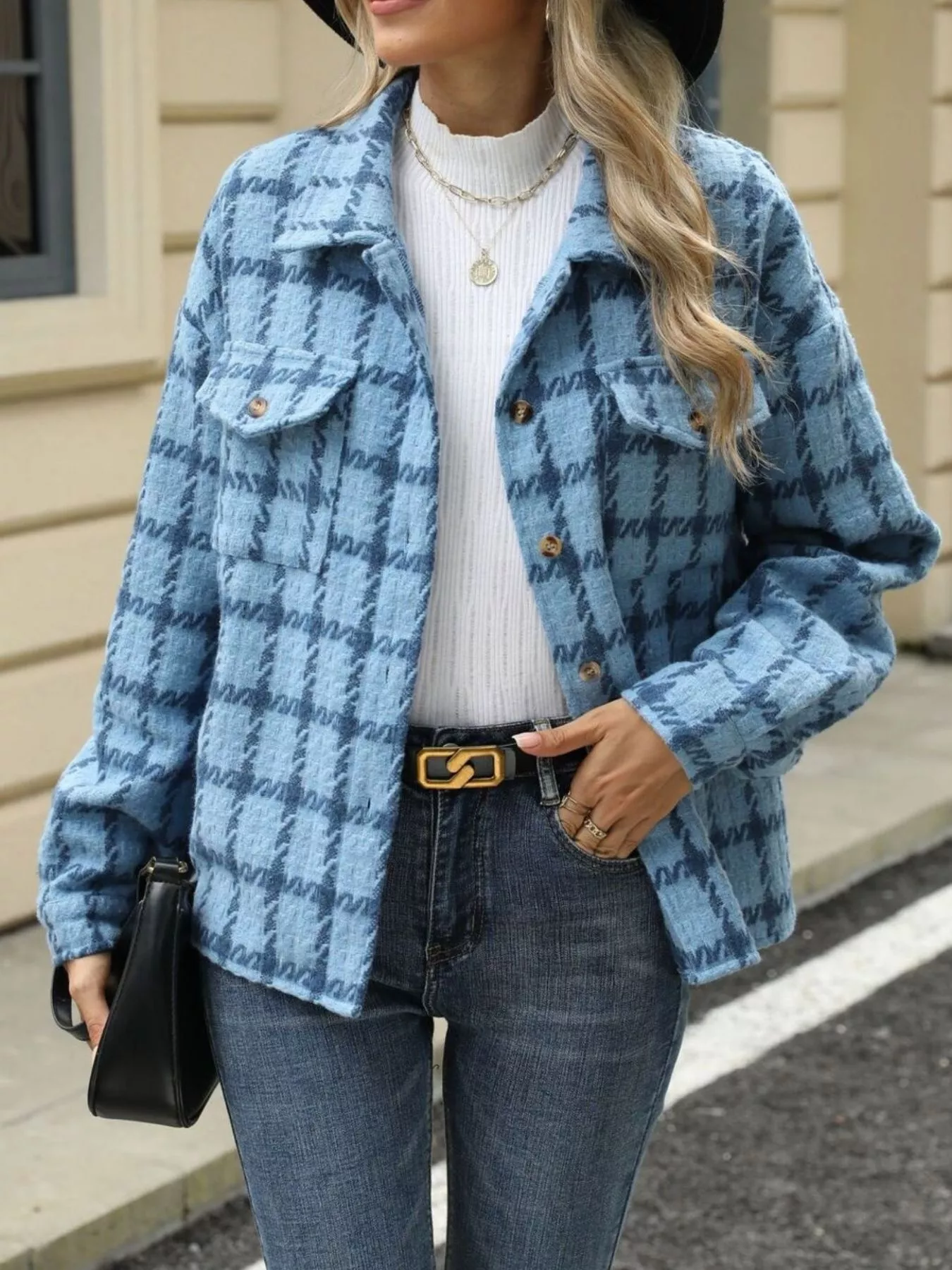 Plaid Button Up Long Sleeve Jacket - Image 14