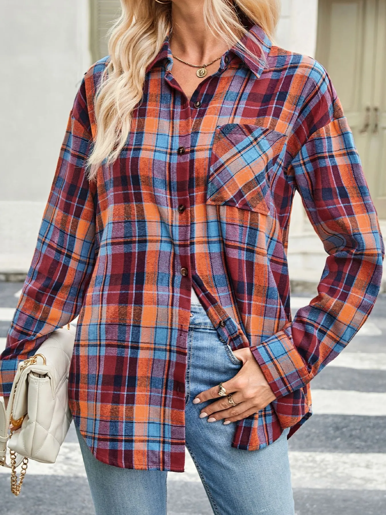 Plaid Button Up Long Sleeve Shirt - Image 23