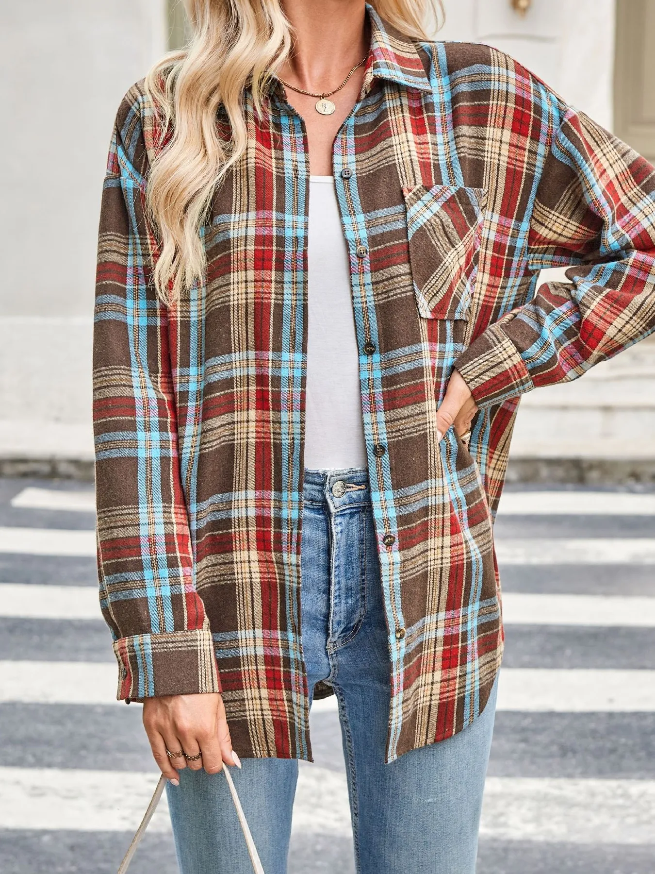 Plaid Button Up Long Sleeve Shirt - Image 4