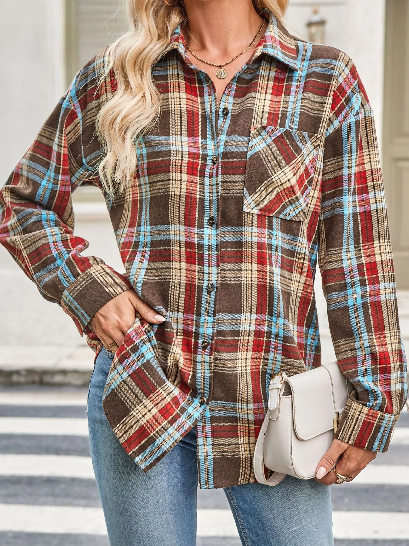 Plaid Button Up Long Sleeve Shirt - Image 5