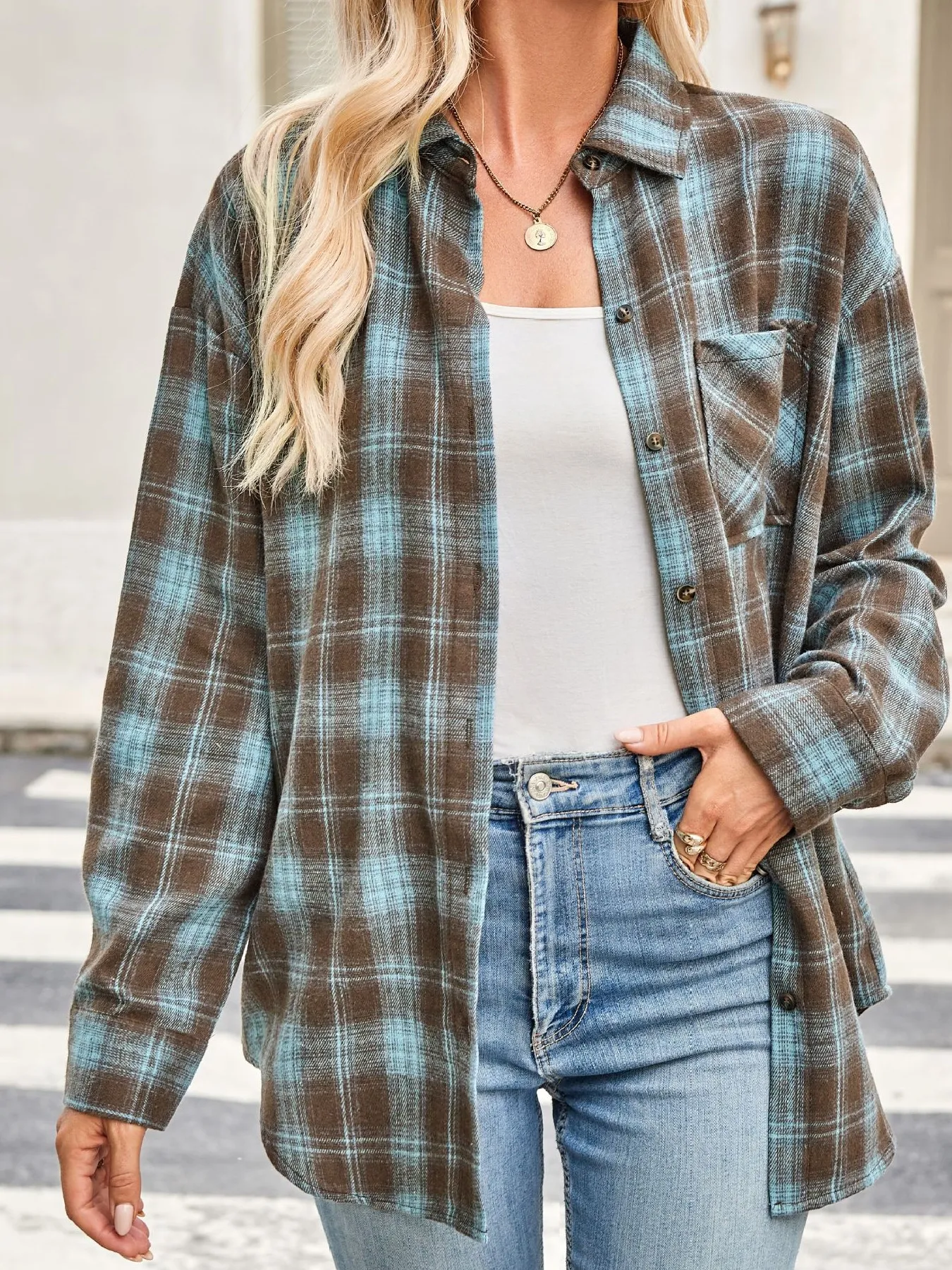 Plaid Button Up Long Sleeve Shirt - Image 7