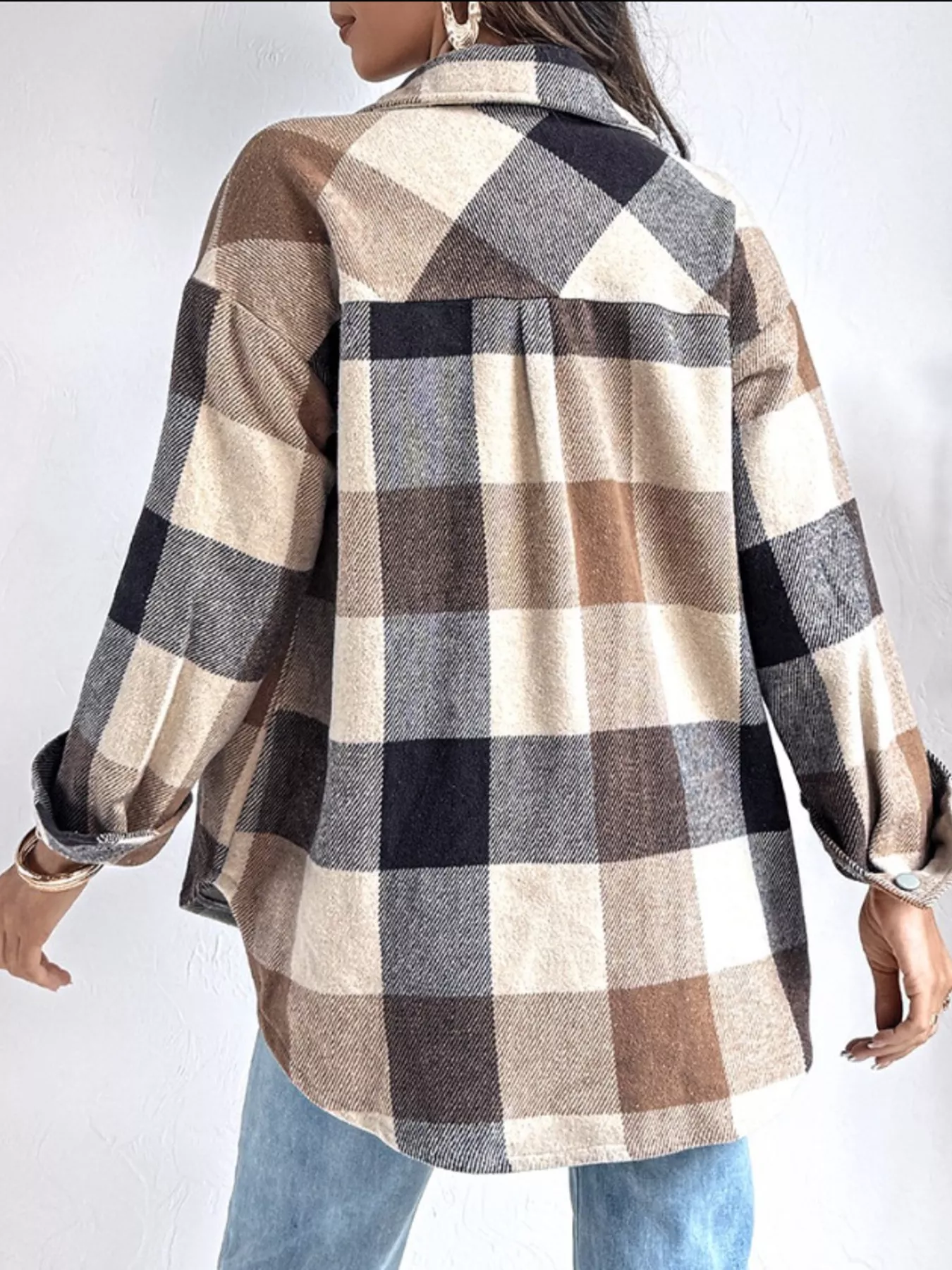 Plaid Button-Up Long Sleeve Shirt - Image 5