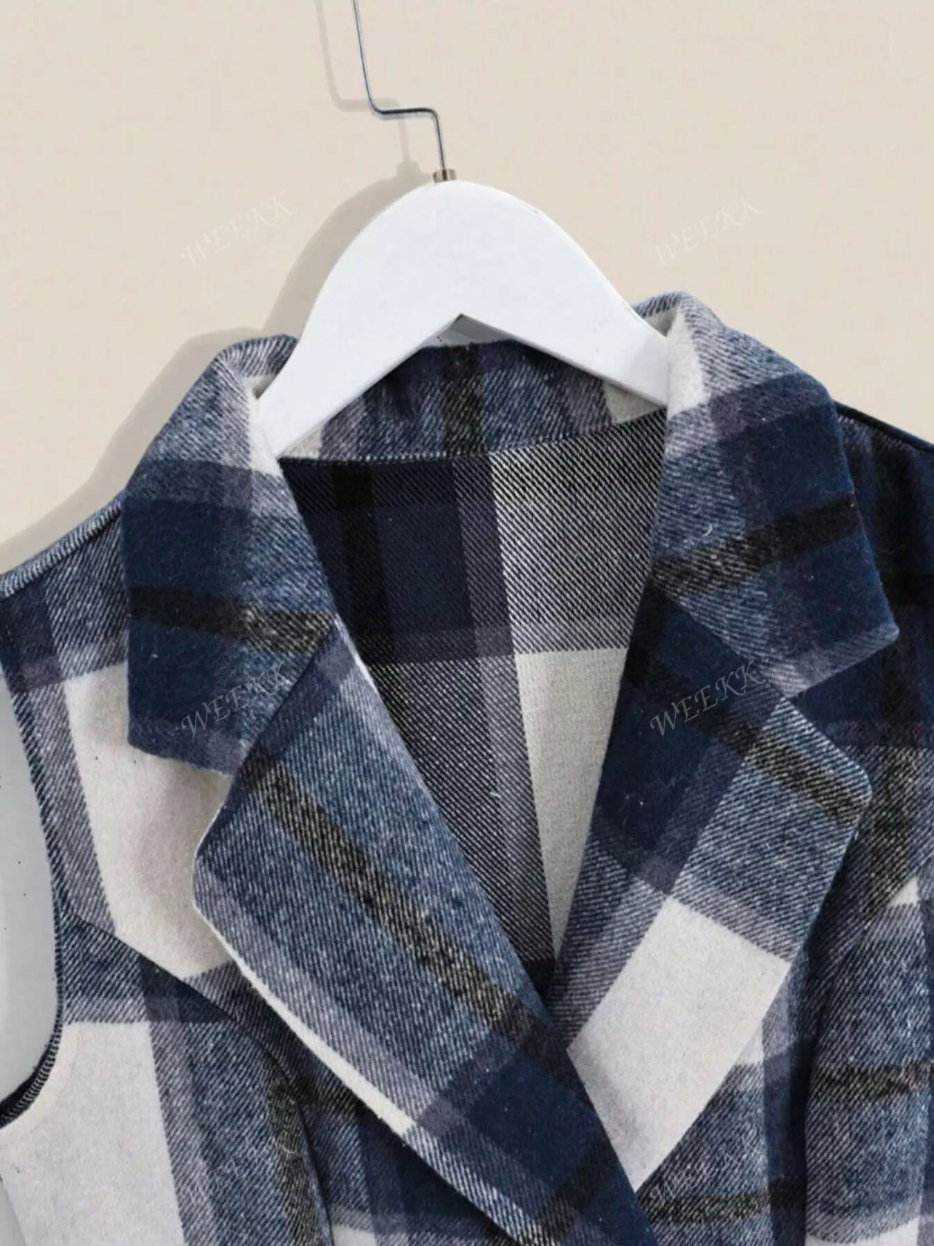 Plaid Double-Breasted Sleeveless Blazer Dress - Image 10