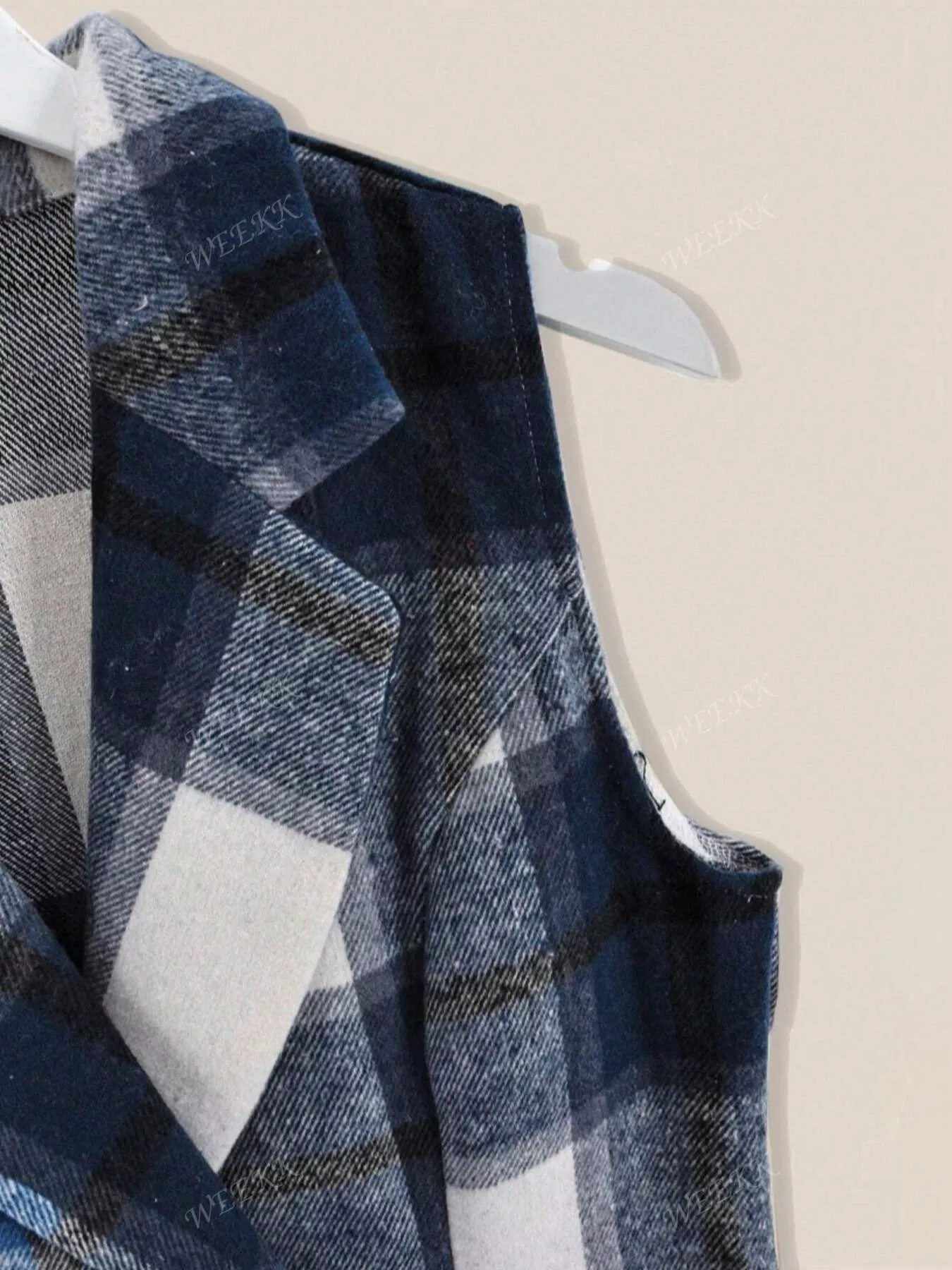 Plaid Double-Breasted Sleeveless Blazer Dress - Image 11