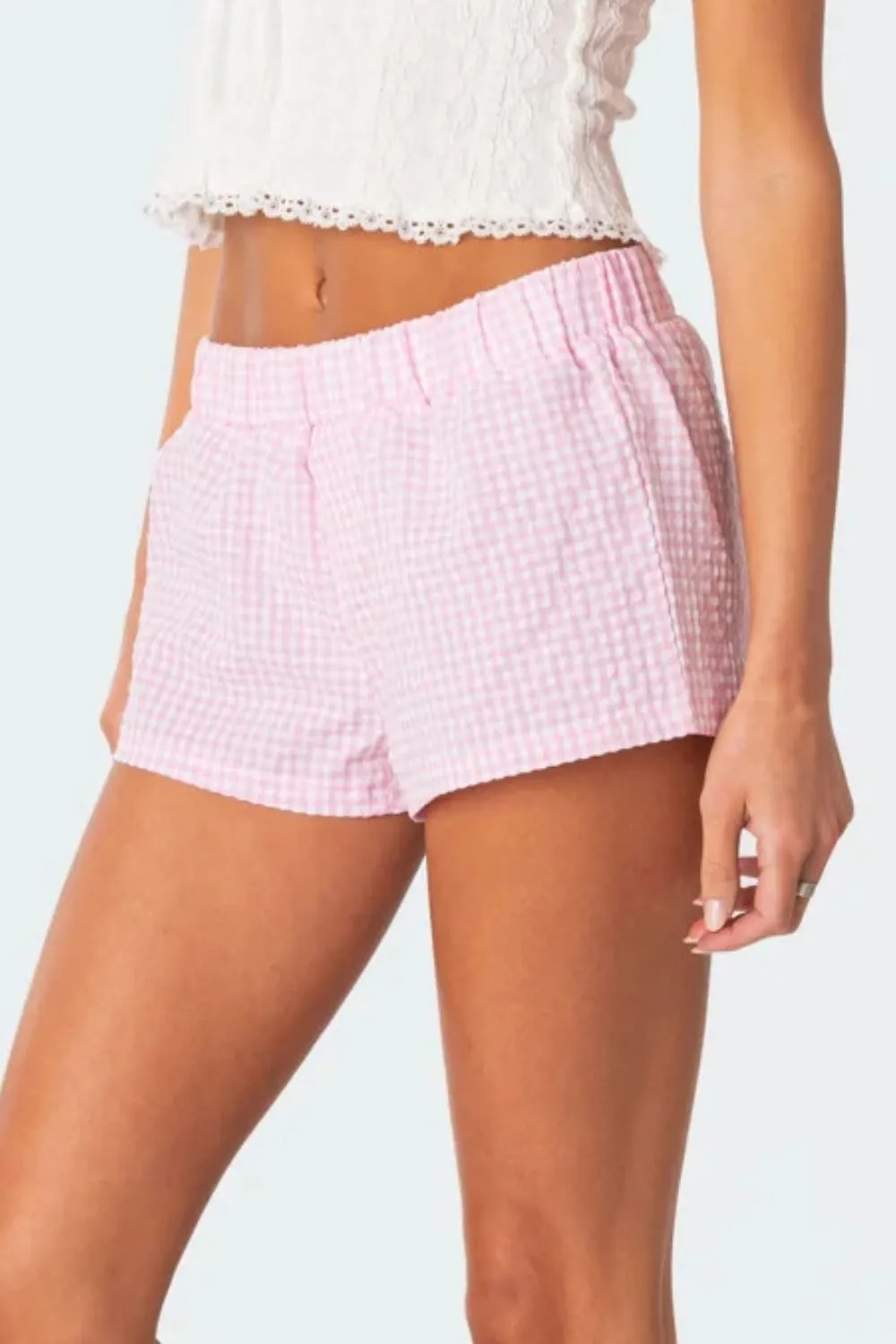 Plaid Elastic Waist Shorts - Image 12