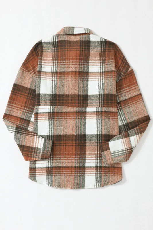 Plaid Flap Chest Pockets Shacket - Image 7