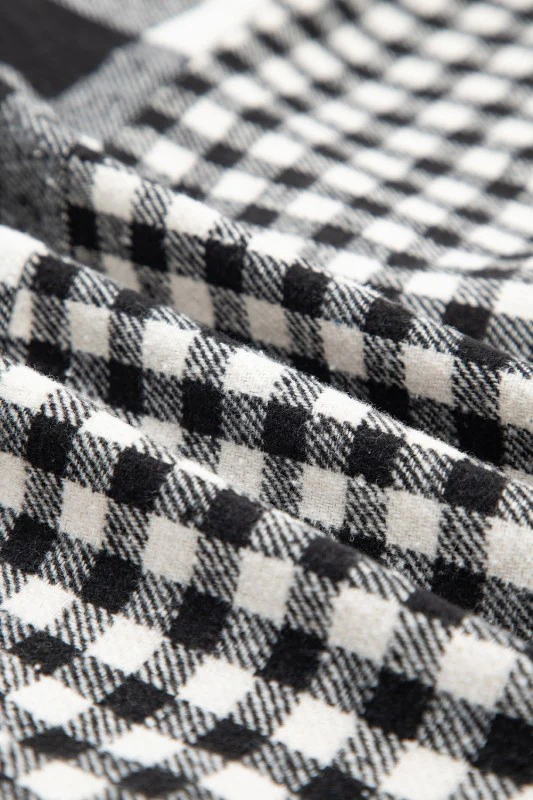 Plaid Patchwork Drawstring Hooded Shacket - Image 11