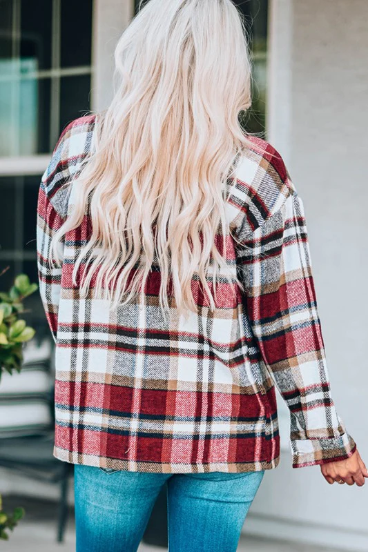 Plaid Pocketed Button Front Shacket - Image 2