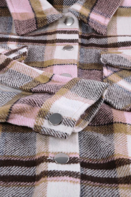 Plaid Pocketed Button Front Shacket - Image 23