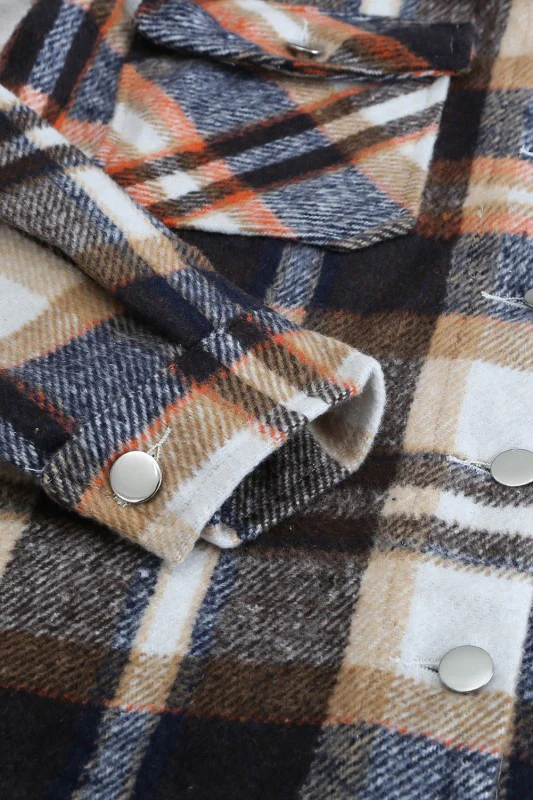 Plaid Pocketed Button Front Shacket - Image 39
