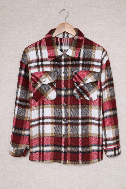 Plaid Pocketed Button Front Shacket - Image 5