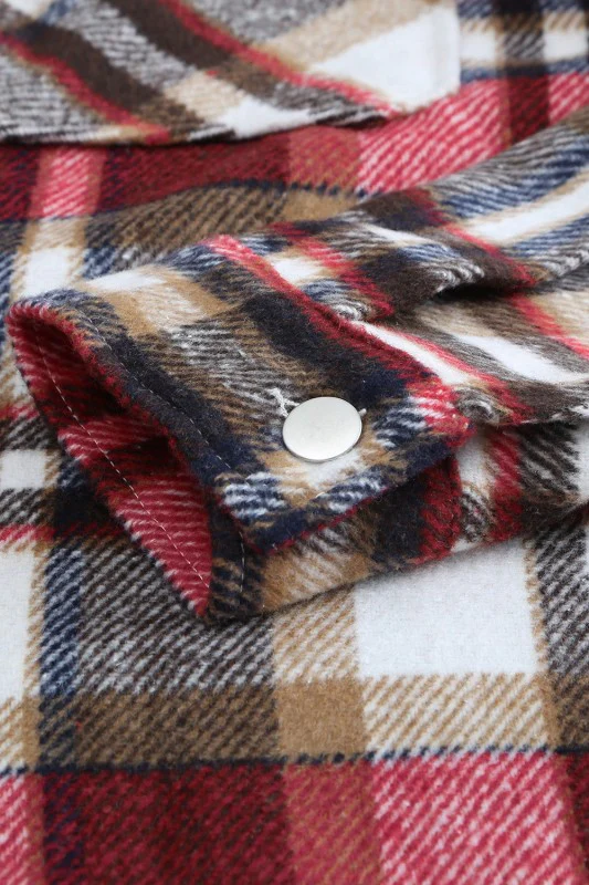 Plaid Pocketed Button Front Shacket - Image 7