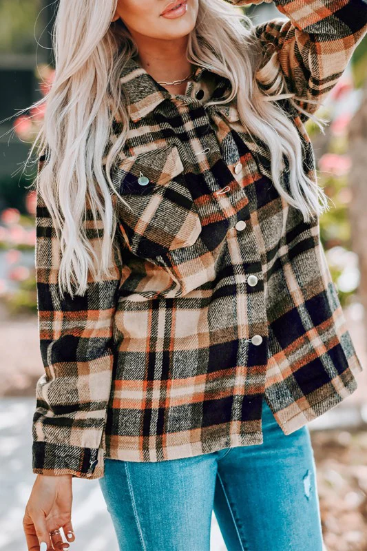 Plaid Pocketed Button Front Shacket - Image 9