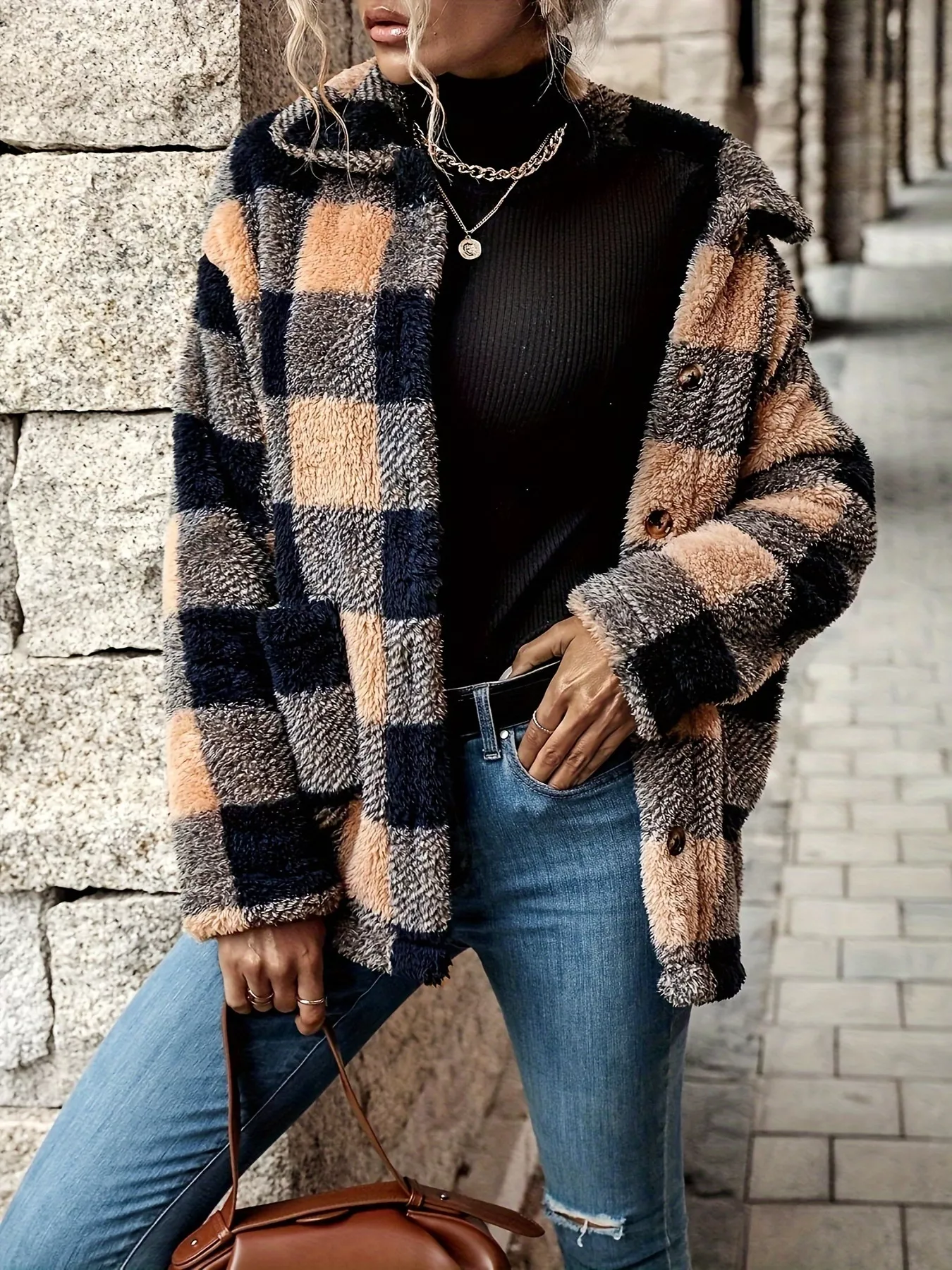Plaid Sherpa Button-Down Outerwear - Image 3